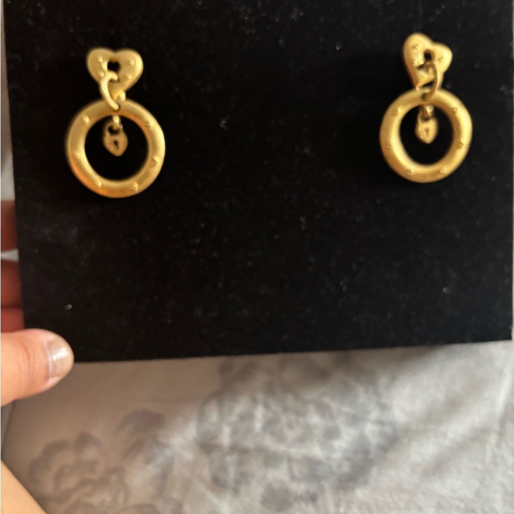 Gold Heart Lock Earrings